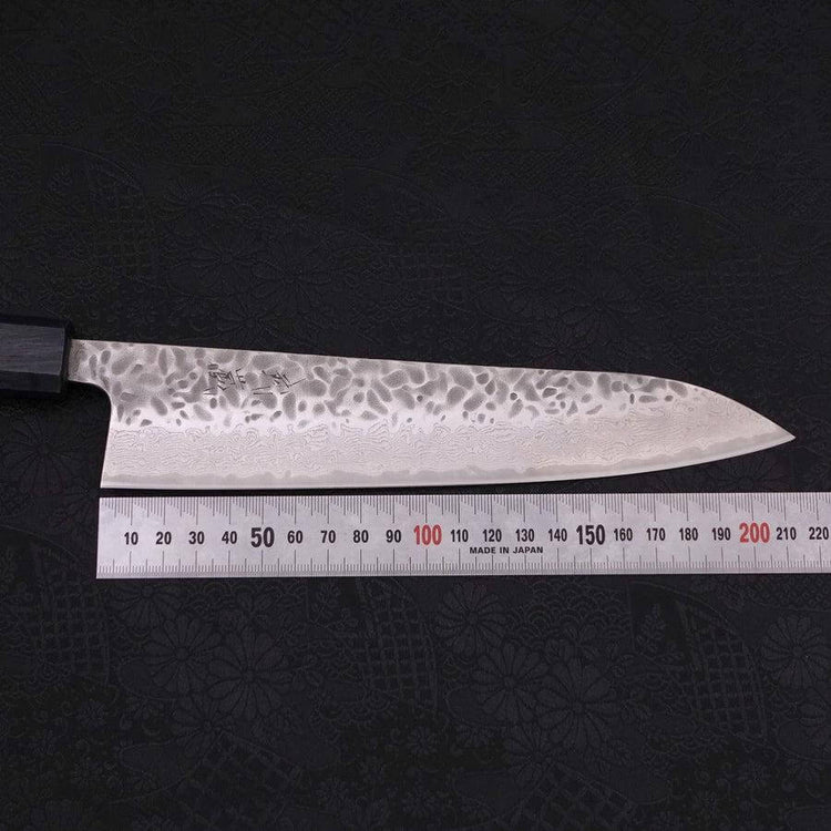 Musashi AUS-10 Hammered Yaki Urushi Dark Blue Chef Knife 21cm