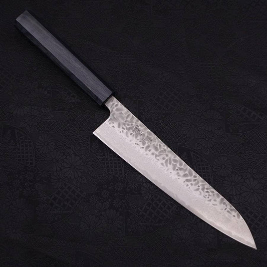 Musashi AUS-10 Hammered Yaki Urushi Dark Blue Chef Knife 21cm