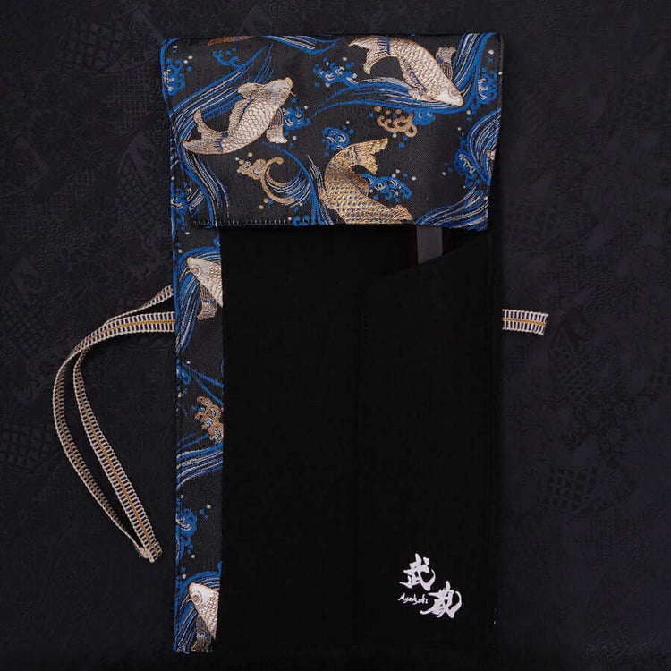 Musashi Knife Roll Koi 1 Pocket Handmade Blue