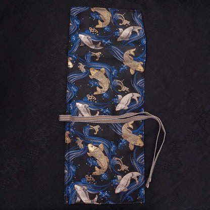 Musashi Knife Roll Koi 1 Pocket Handmade Blue