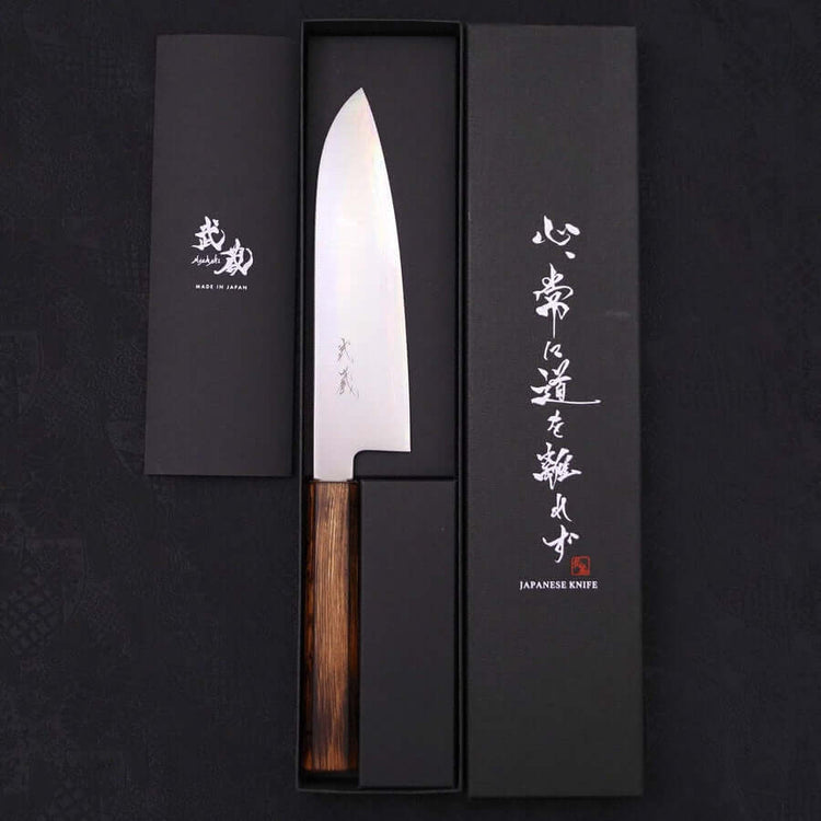 Musashi Chromax Polished Sumi Urushi Santoku Knife 17cm