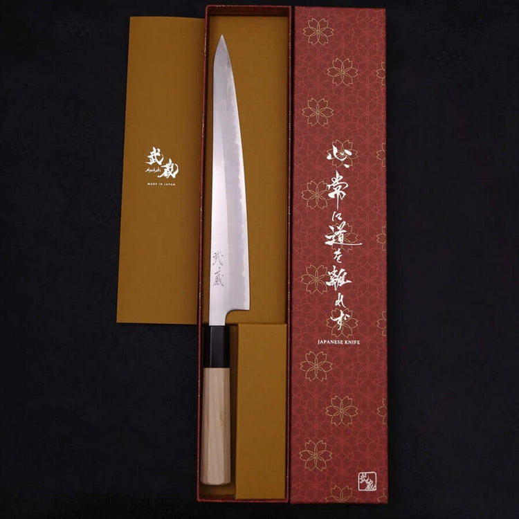 Musashi White Steel #1 Buffalo Magnolia Sujihiki Slicing Knife 24cm