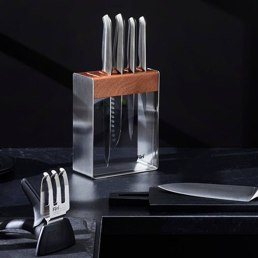 Furi Pro Teak Knife Block 7 Pc Set