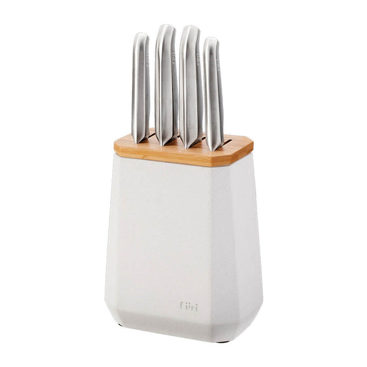 Furi Stone Knife Block Snow Terazzo 5 Pc Set