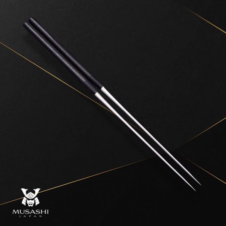 Musashi Chopsticks Stainless Black-Ishime Handle 18cm